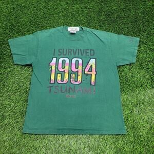 Vintage 1994 Tsunami Survivor Shirt Womens Large 21x25 Faded